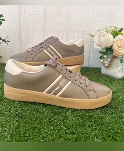 MICHAEL KORS Irving Two-Tone Sneaker in taupe color size 6.5 new /no box