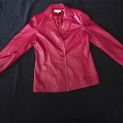 Vintage Womens Casual Corner Red leather Jacket Size Large