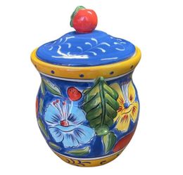 Handpainted Amalfi Cookie Jar Canister by Clay Art South San Francisco