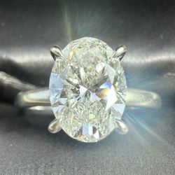 2.01 CT Oval Lab Diamond Ring - Color E- Clarity VS1 - IGI Certified- White Gold Halo Setting Size 8