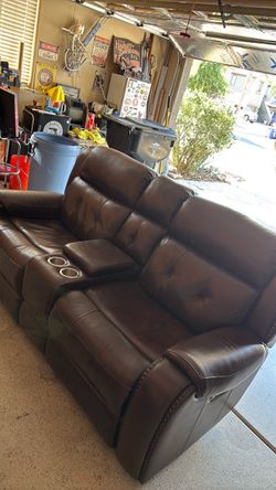 Top grain leather loveseat