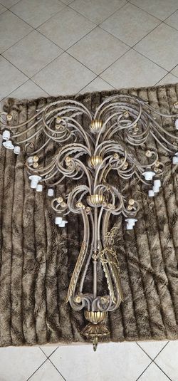 Monumental 55" Vintage Italian Hollywood Regency 20-Light Chandelier