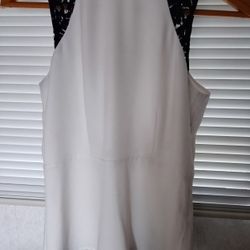 MICHAEL KORS Top /Blouse /Tunic White Ivory With Black Lace Shoulder Detail Soft Peplum Size 4 Never Worn 