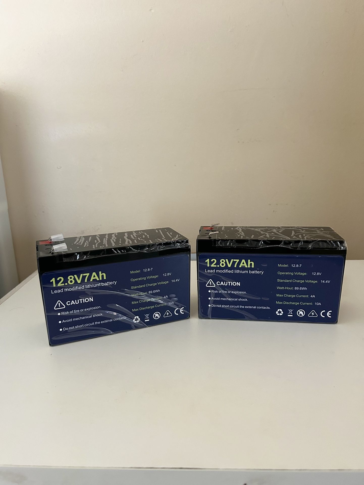 2-Pack 12.8V 7Ah Lithium Batteries – High Power & Long Life