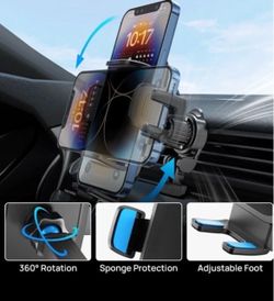 JOY TUTUS Car Phone Mount 360° Adjustable, Dash/Windshield/Air Vent Suction/Clip