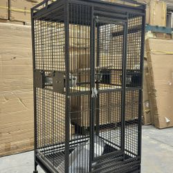 Large Open Play Perch Stand Top Parrot Bird Cage On Wheels 