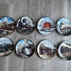 8 Vintage Classic American Train Plate Collection 