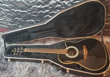 Black Acoustic-Electric Cutaway Guitar with Hard Case