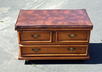 Vintage Wood Storage Bench- mid Century