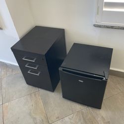 File Cabinet And Mini Fridge 