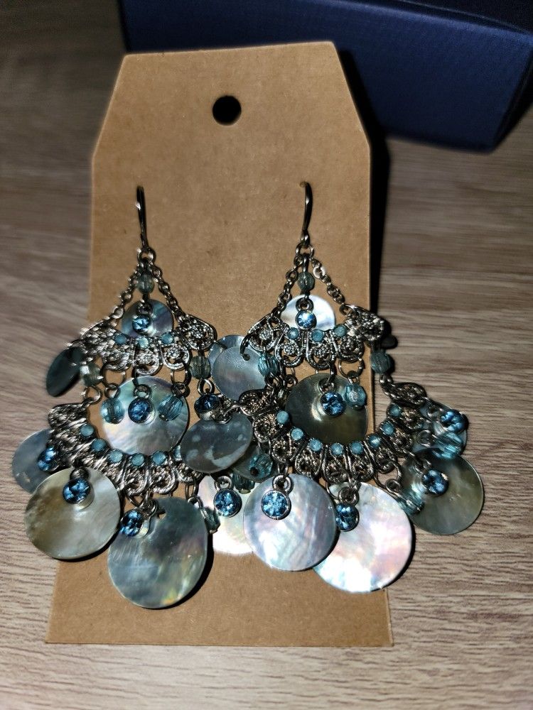 Turquoise Bling Earrings Brand New