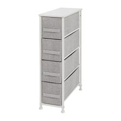 4 Drawer Slim Wood Top Vertical Storage Dresser with Easy Pull Fabric Drawers
 - WX-5L203-WH-GR-GG White, Grey 