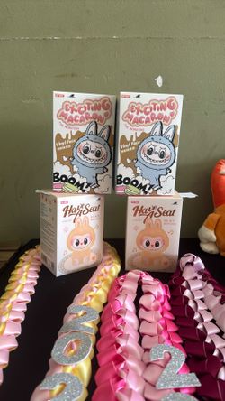 Have A Seat Or Macaron Labubu With Graduation Lei
