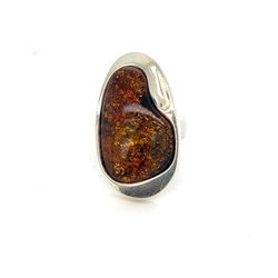 Elegant Silver 925 and Amber Ring