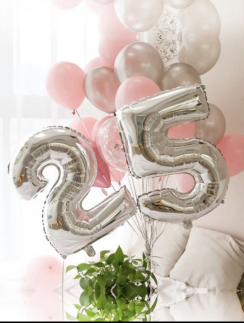 Silver Number Balloons 