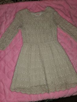 5T Toddler Girls Sparkly Creme Lace Dress