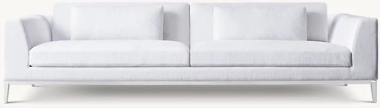 Restoration Hardware Italia Taper Arm 2-Cushion Sofa - Brushed Gold Metal Base