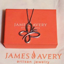 James Avery retired Butterfly pendant  With  Necklace Size 18"$195
