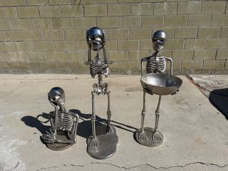 Metal Skeleton Figurines Set of 3 Halloween