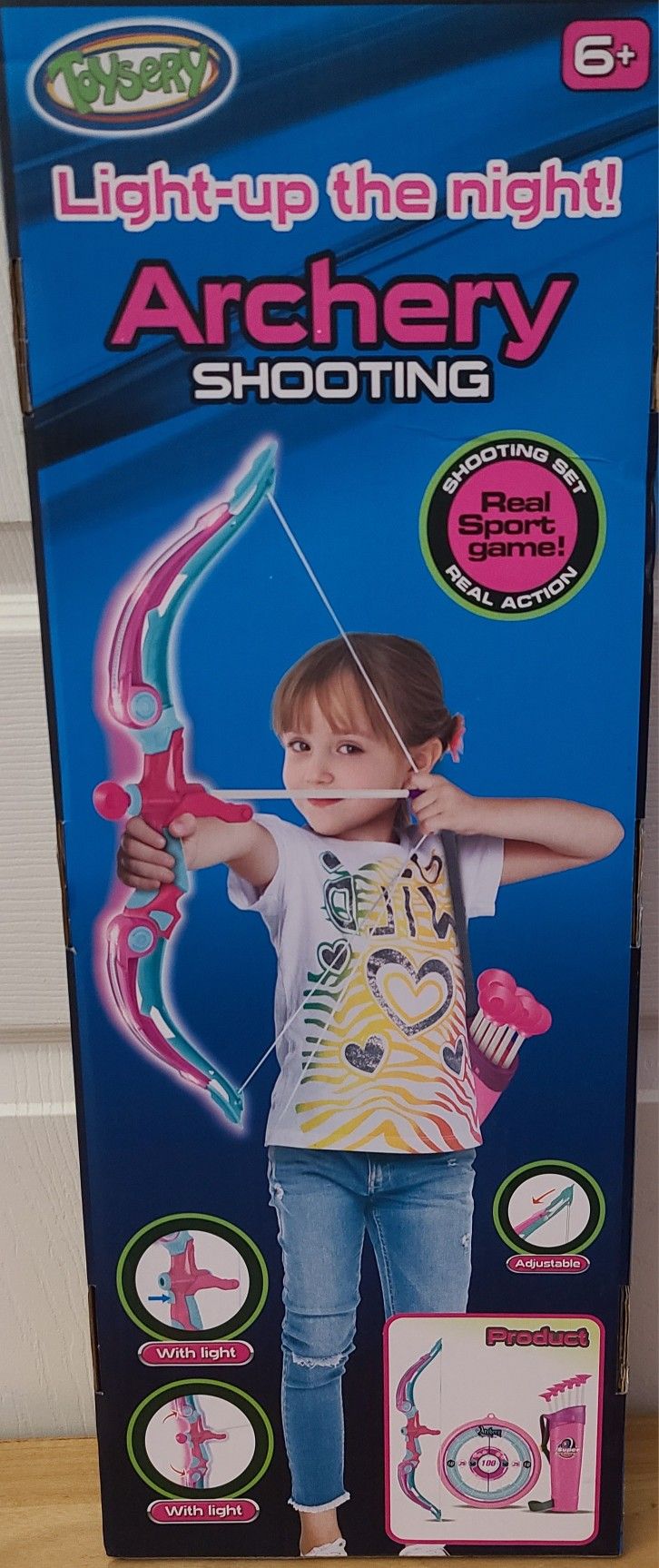 New Light Up Archery Bow and Arrow Set With Target