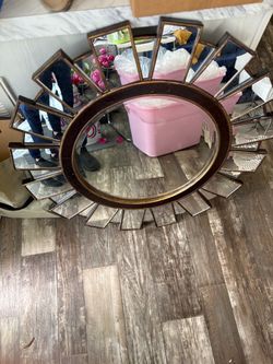 Sunburst Wall Mirror with Bronze Frame