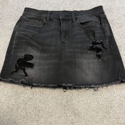 Express New Distressed Black Denim Skirt SZ 4