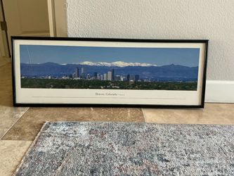 Denver Colorado Skyline Panoramic Framed Print 15x41W