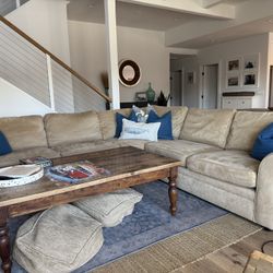 Pottery Barn Pearce Roll Arm 3-Piece L-Shaped Wedge Sectional