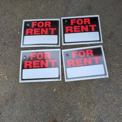 4-  FOR  RENT signage,  15" x 19"