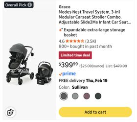 3-in1 Modular Carseat Stroller Combo / Coche de bebe y car seat GRACO