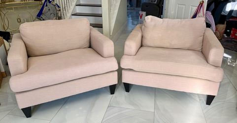 Oversized Upholstered Accent Chairs – Neutral Beige – Very Comfortable