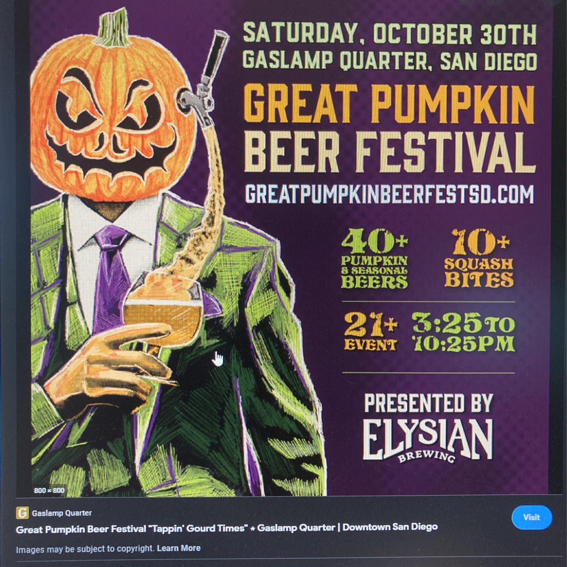 4 Tickets To The Great Pumpkin Beer Festival Saturday October 30th