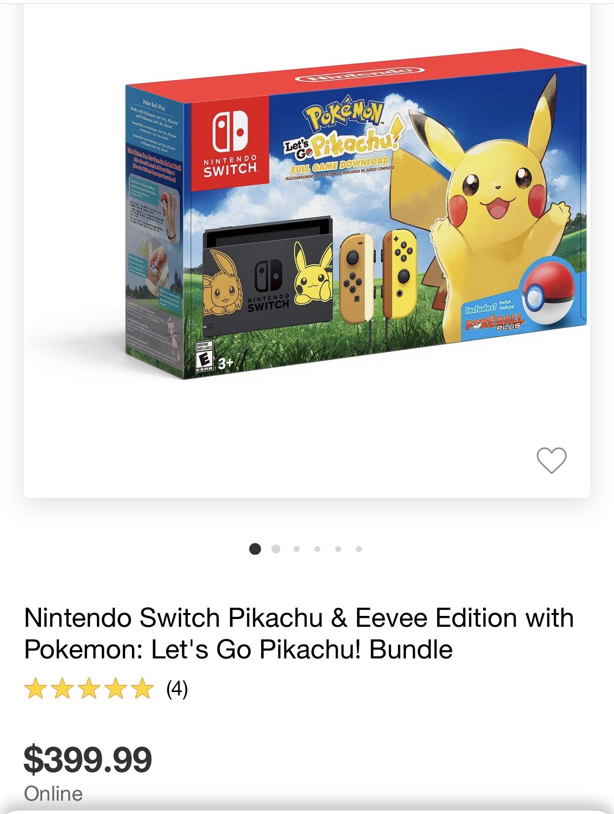 Nintendo Switch Console Bundle- Pikachu & Eevee Edition with Pokemon: Let's Go, Pikachu! + Poke Ball Plus