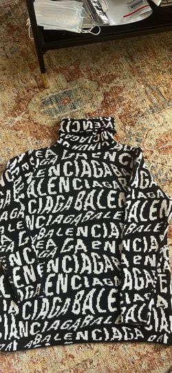Balenciaga All-Over Logo Knit Turtleneck Sweater size small