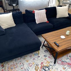 Dark Blue Velvet Couch