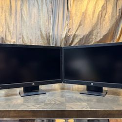 Two ( dual ) LED Backlit HP P223 22” Full HD 1080p DP VGA computer monitors