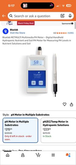 Bluelab METMULTI Multimedia PH Meter – Digital Handheld Hydroponic Nutrient and Soil PH Meter for Measuring PH Levels in Nutrient Solutions and Soil
