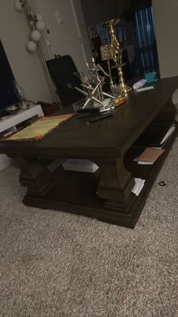 Dark brown 100% wood coffee table