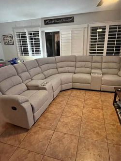 3 - Piece Light Gray fabric Manual Motion Reclining Sectional Set