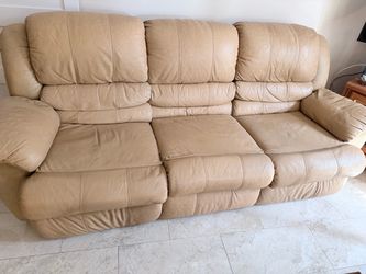 Beige Leather 3-Seat Sofa and 2-seat loveseat