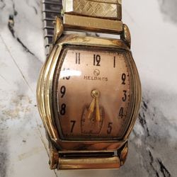 Vintage  Antique Helbros Watch. Rose Gold 17jewels 
