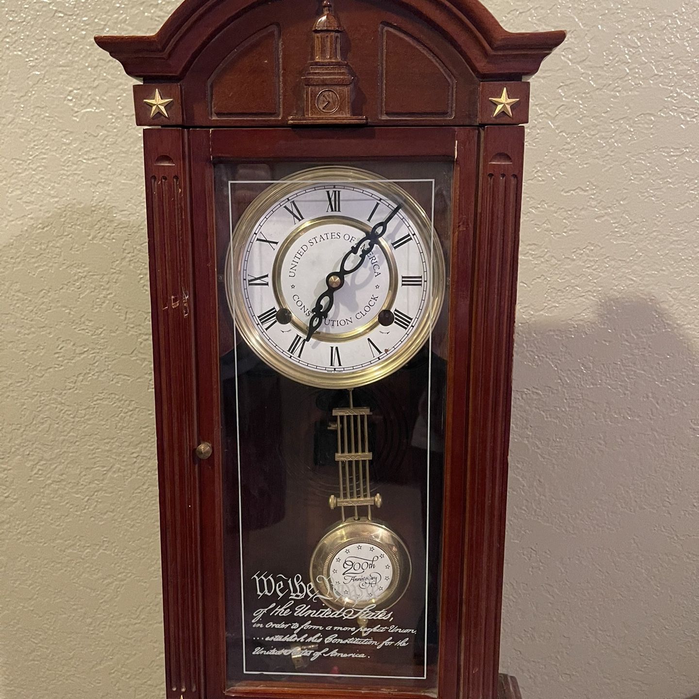 FEDERAL STYLE CONSTITUTION OF USA 200TH ANNIVERSARY WALL CLOCK