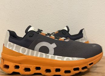 On Running Cloudmonster Shoes Mens Size 11.5 Gray Orange Road CloudTec 61.98656