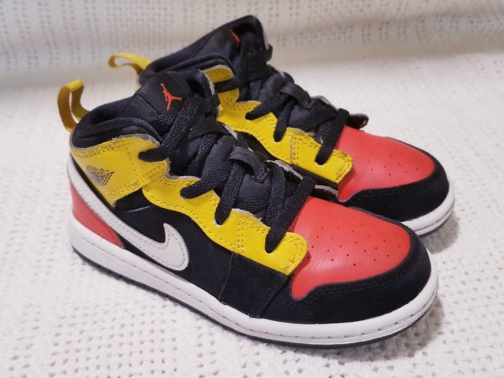 Kids Nike Air Jordan Shoes Mid Retro Amarillo Orange /Yellow