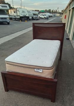 TWIN BED FRAME WITH BOX SPRING AND MATTRESS