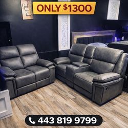 🛋️ Brand New Reclining Sofa & Loveseat Set – Genuine Leather – In Box 📦