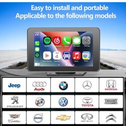 Portable Wireless Carplay Car Stereo - 7'' HD Touch Screen Carplay & Android Auto, 1080p Backup Camera, GPS Navigation Drive Mate with Mirror Link/AUX