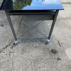Glass Top Metal Desk With Drawer