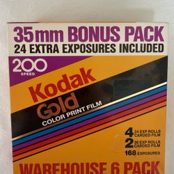 Vintage Kodak Gold 200 Color Film 35mm -4 Rolls 24 Exp, 2 Rolls 36 Exp (Total168 Exp) Sealed
