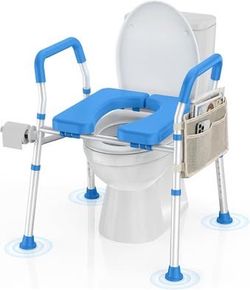 Toilet Seat Risers for Seniors, Raised Toilet Seat with Handles 400LBS Adjustable Height Width